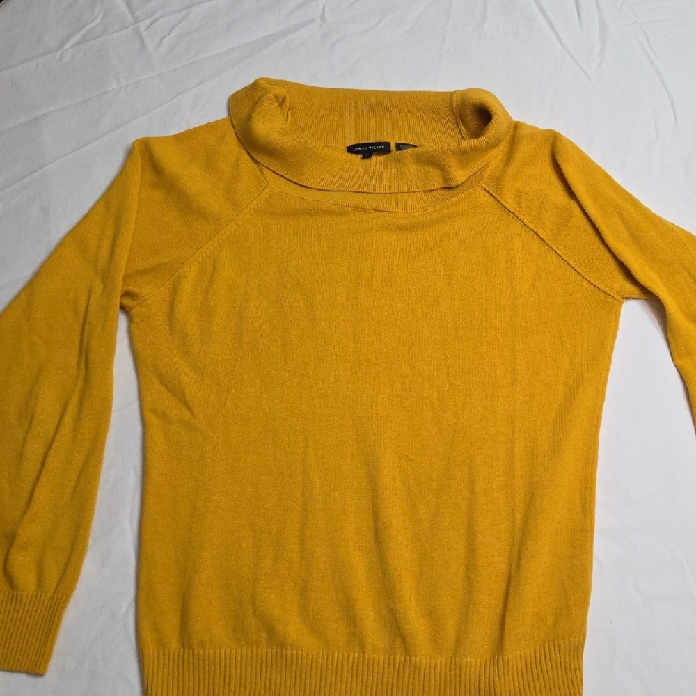 JEANNE PIERRE Women's Cowl Neck Sweater in Mustard